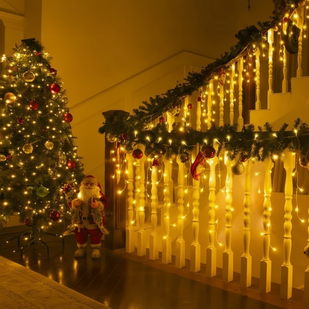 Cortina LED Intercalada 6 Metros 192 LED Decoración Navideña Interior Navidad AL-079