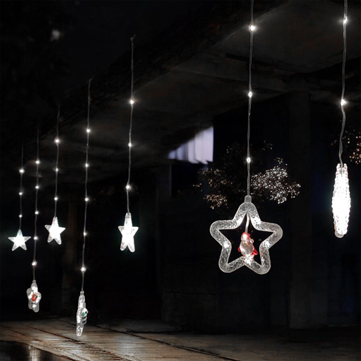 Cortina Intercalada Estrellas 3M Luces Led Navidad 1640A