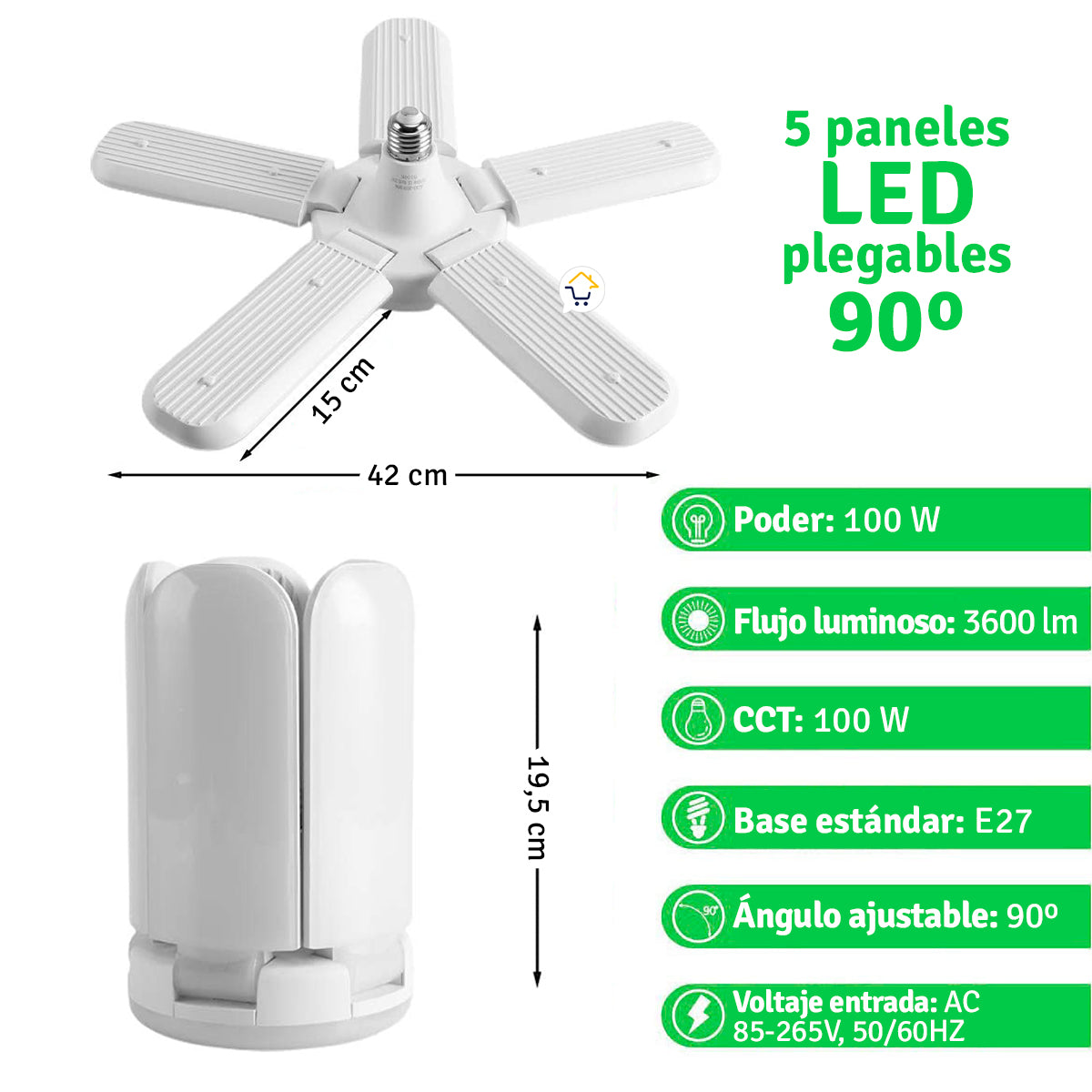 Bombillo Lámpara Led Plegable 5 Aspas Eco Amigable Lx059