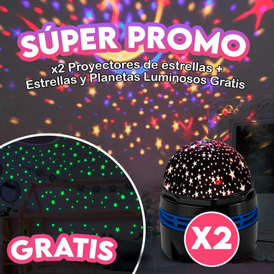 X2 Proyectores de Estrellas Lámpara Giratoria + Gratis Estrellas y Planetas x414 Luminosos Fluorescentes CFAT12