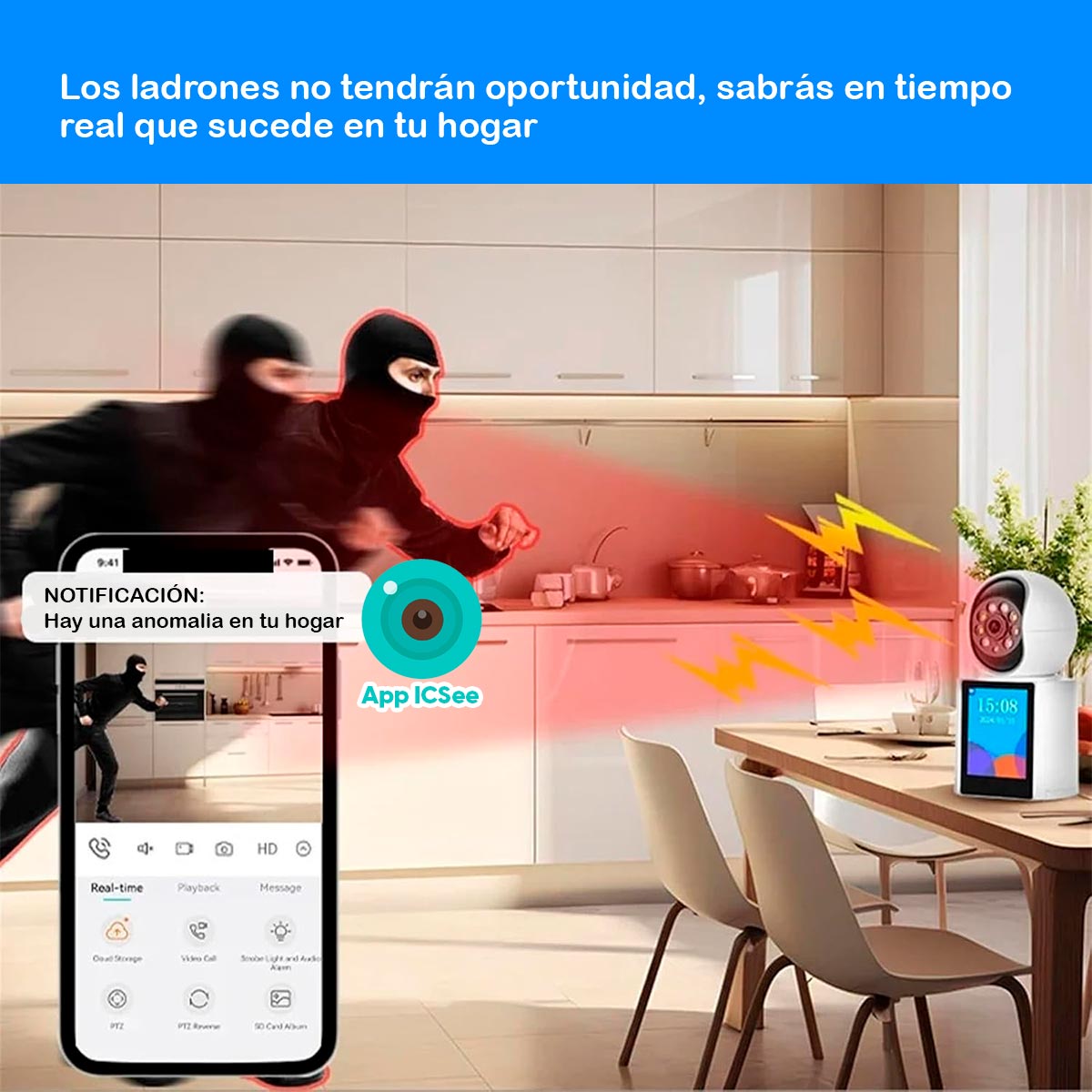 Cámara De Seguridad Bidireccional Wifi Video Llamada Pantalla Digital MB-3