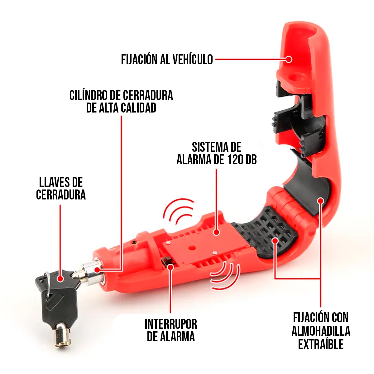 Candado Bloqueo Manillar Alarma Moto Seguridad Antirrobo MX03-267