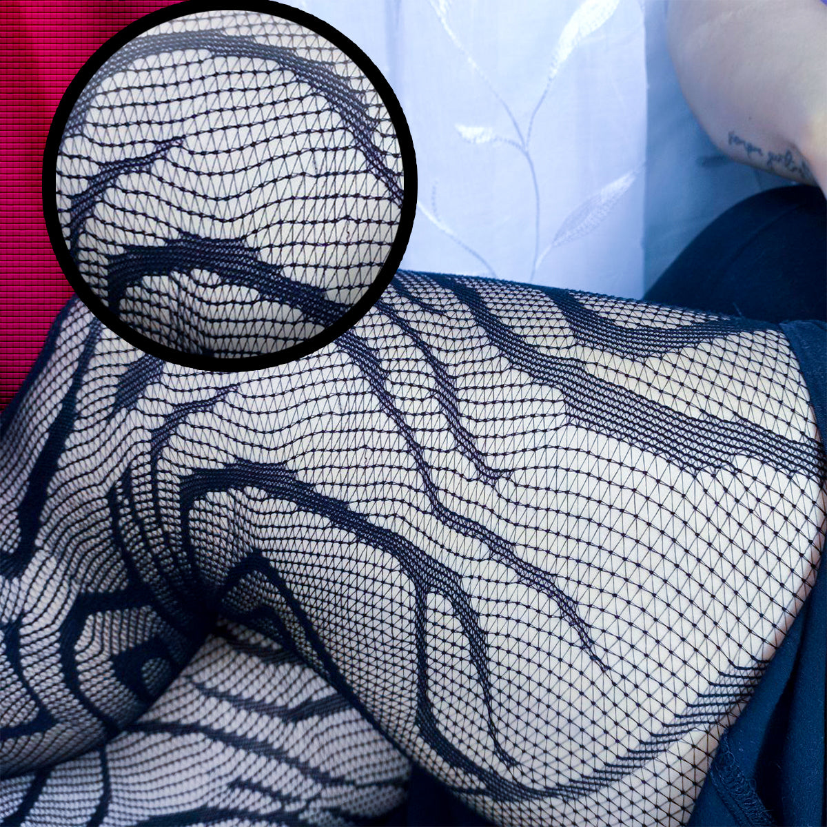 Panty Media Negras Diseño Abstracto Tribal Minimalista Moda Halloween WW1012-4