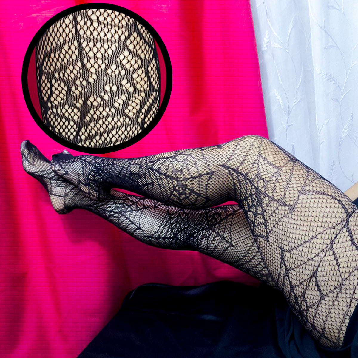 Panty Media Negras Telaraña Halloween Cosplay Mujer WW1012-7