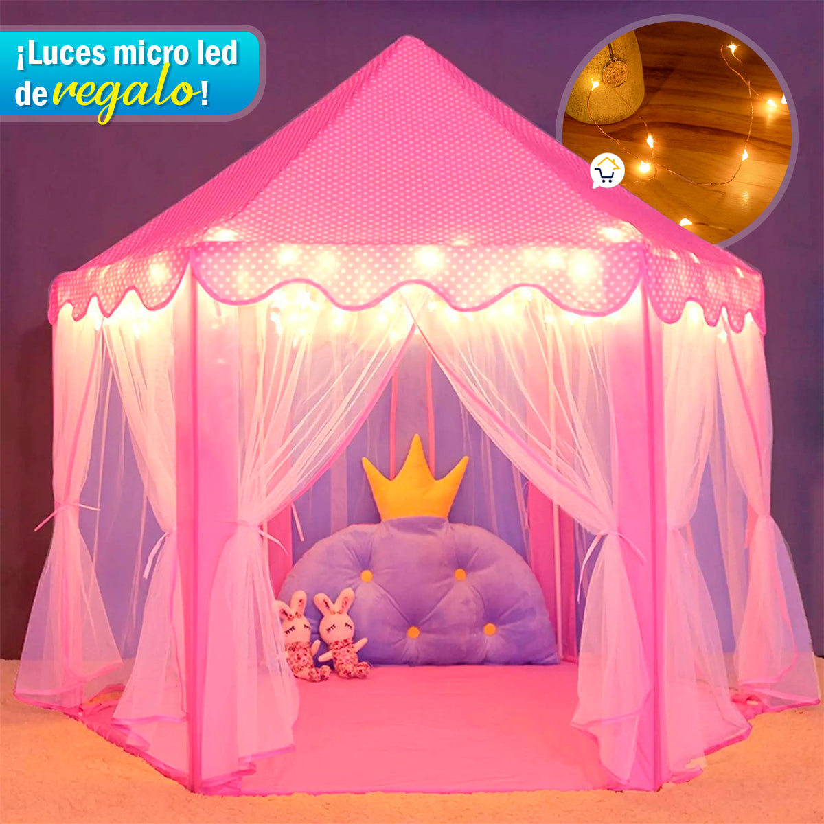 Castillo Armable Con Luces Niñas Carpa Portable Cac01tx20bca