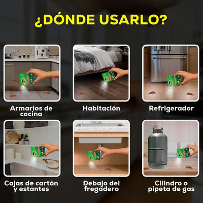 Cebo en Polvo Mata Cucarachas 50 Sobres Efecto Rápido para el Hogar GK01