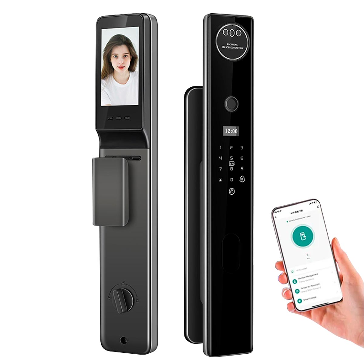 Cerradura inteligente Wi‑Fi con video portero, huella digital y acceso Tuya Smart Chapa OS513TYFA-6068