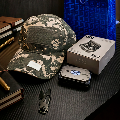 Combo Día del Hombre Gorra Táctica + Audífonos + Mini Abre Cartas KM002