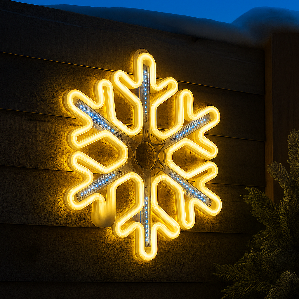 Luz LED Copo de Nieve Neón Cálido Decorativa Navidad Hogar S4010