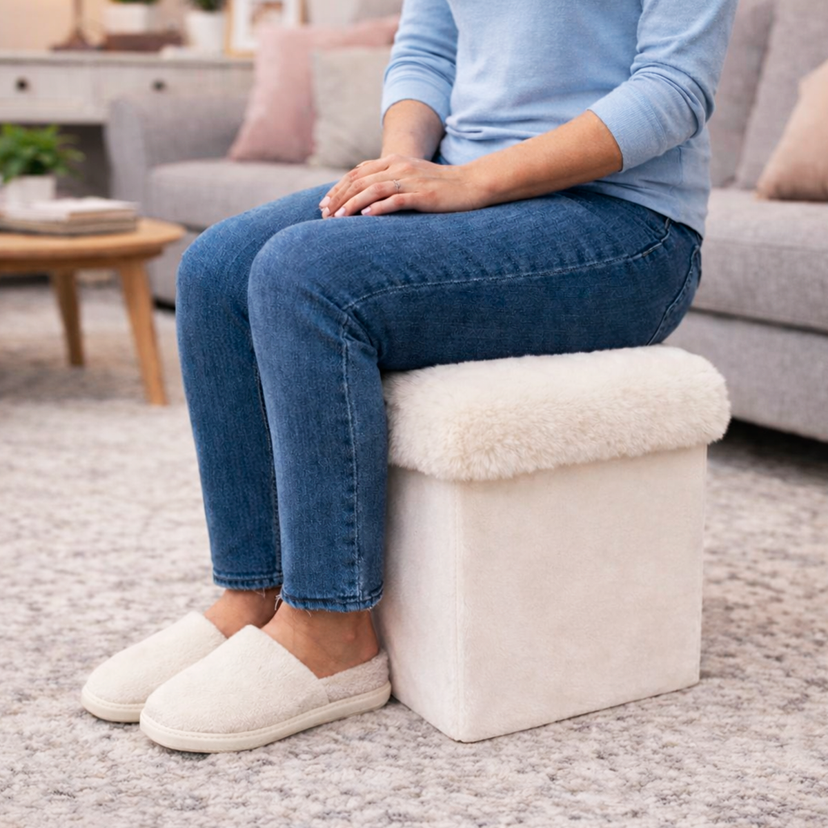 Baúl Plegable Puff Taburete Reposapiés Multiuso LN-241109