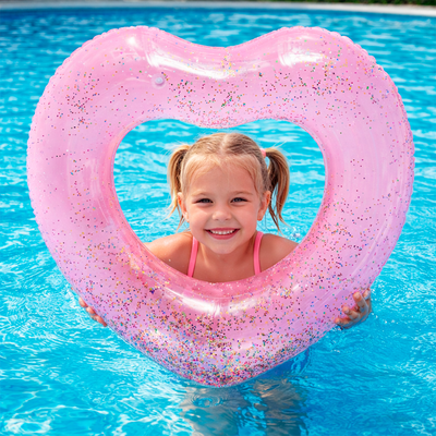 Flotador De Corazón Glitter Inflable Salvavidas Piscina Pool HEA2204-096