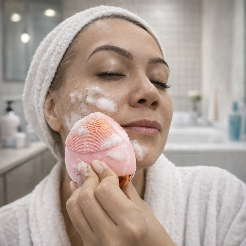 Limpiador Masajeador Facial Eléctrico Recargable de Silicona  Exfoliante MSJF-4