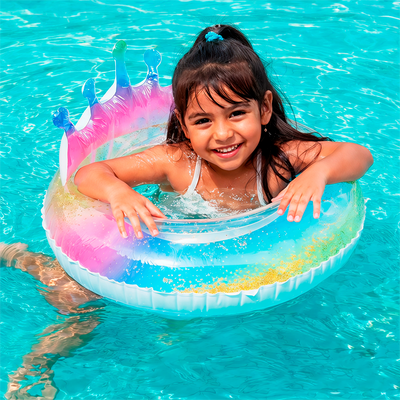 Flotador De Corona Glitter Inflable Salvavidas Infantil Piscina Pool HEA2204-127