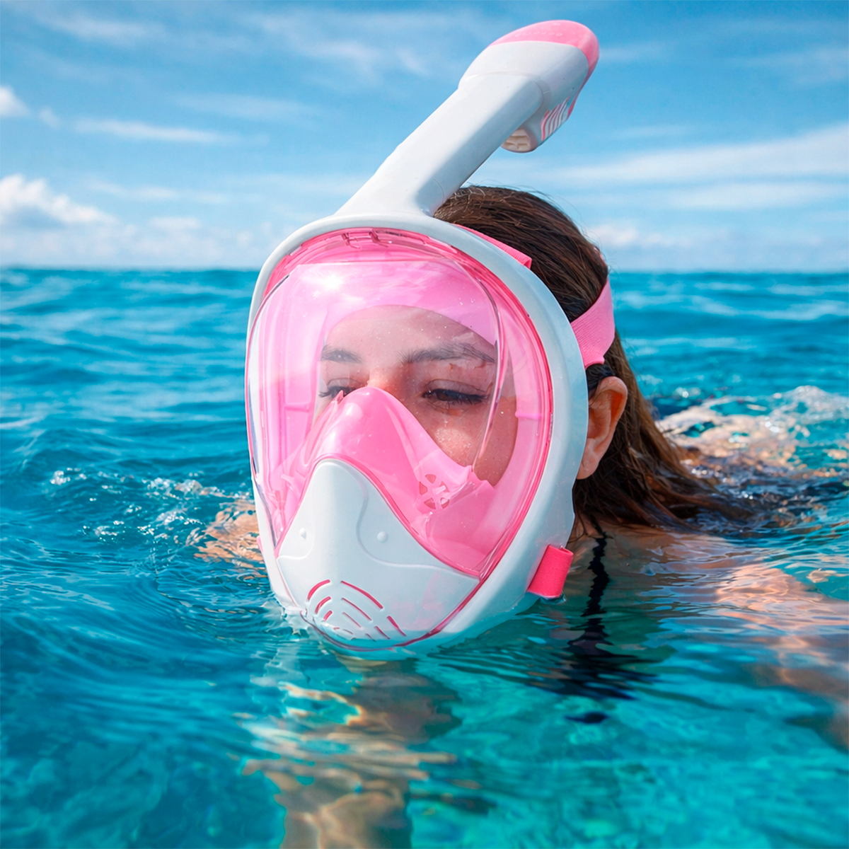 Máscara Snorkel Facial Completa 180° Soporte para Cámara Piscina Playa F-200