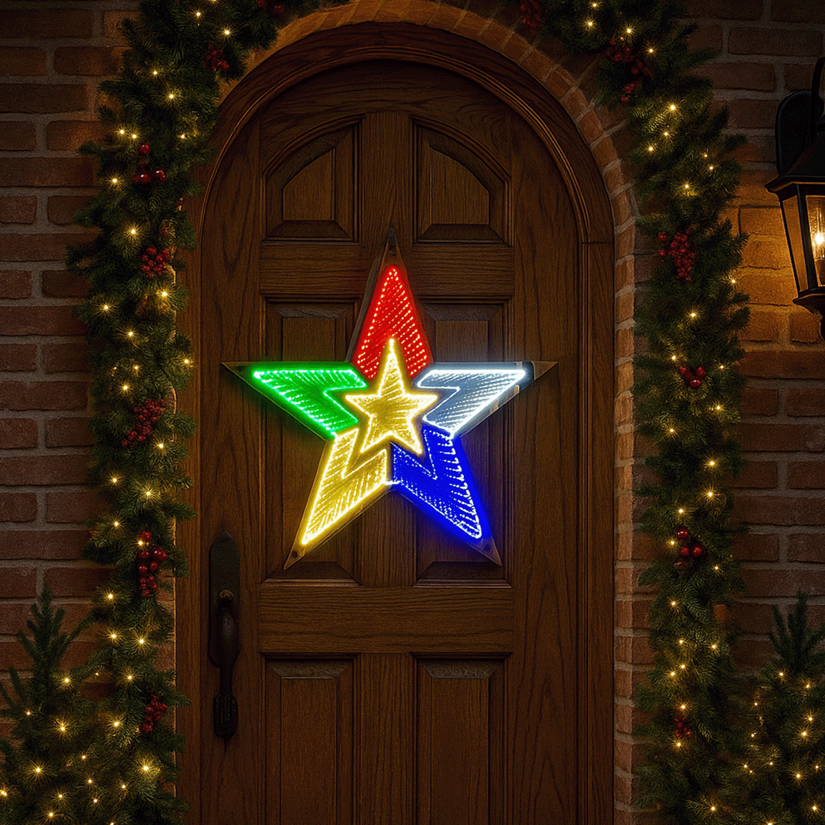 Estrella LED Decorativa Efecto Infinito Multicolor Luz Navideña FIE242C