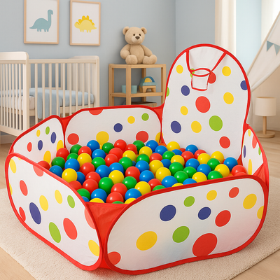 Piscina De Pelotas Infantil Plegable Corral Aro Baloncesto 666A