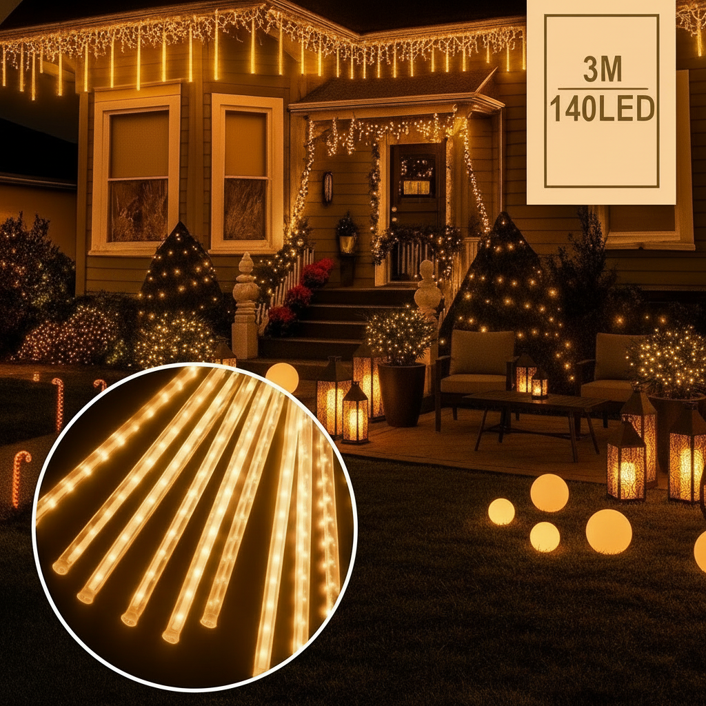 Luces Led Lágrima 3M Meteoro Sube y Baja Decoración Navidad 46 cm 2300