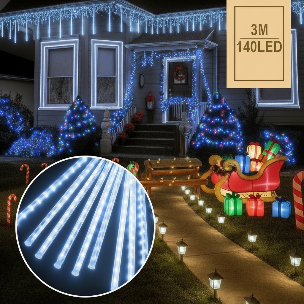 Luces Led Lágrima 3M Meteoro Sube y Baja Decoración Navidad 46 cm 2300