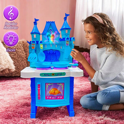 Cocina Infantil Interactiva Castillo Princesa Elsa Frozen Luces Y Sonidos 018-35