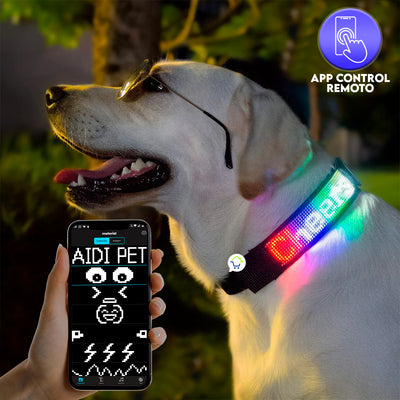 Collar Para Mascota LED Luminoso Animación App Bluetooth DG231228