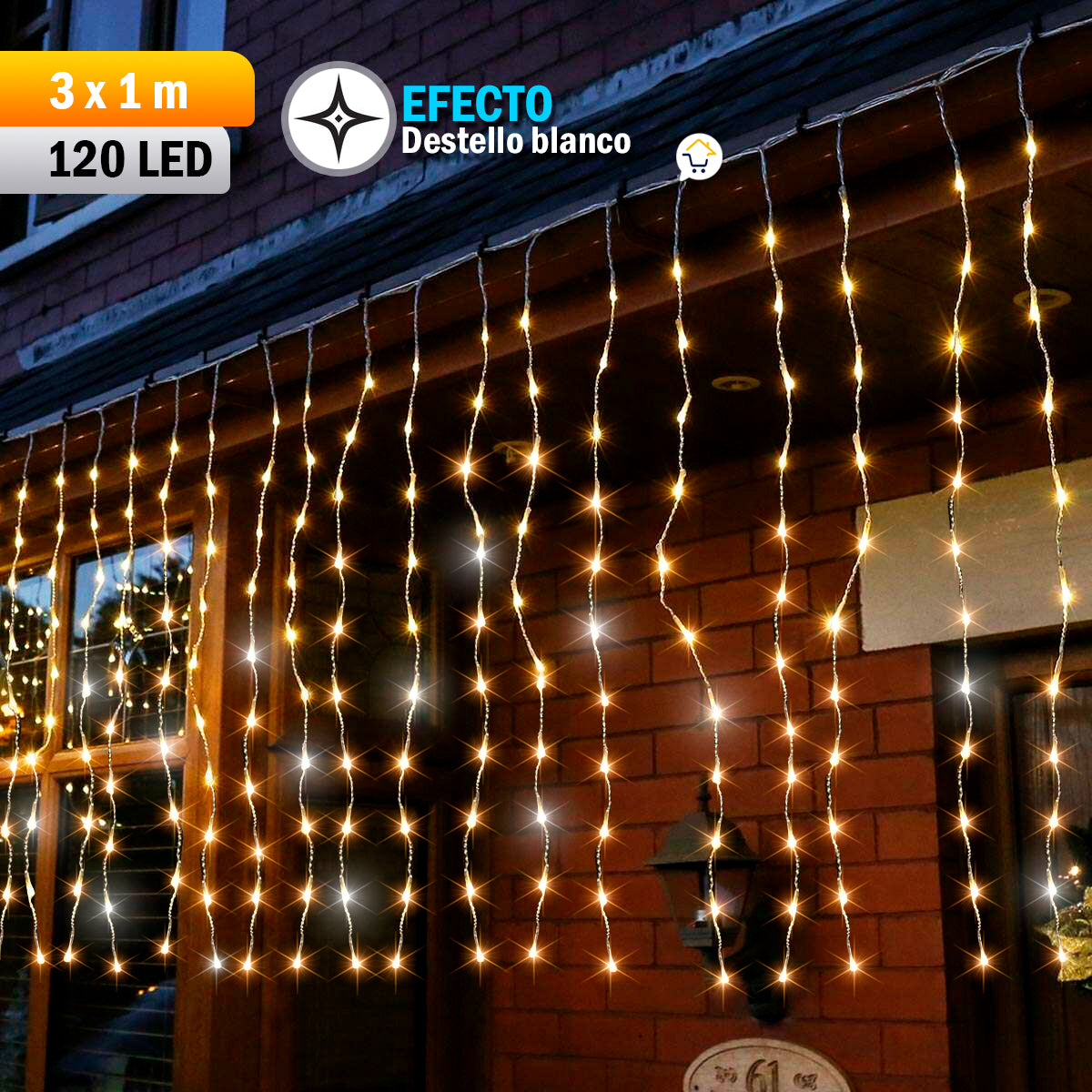 Cortina LED 3X1 M 120 LED Destellos Luces Navidad 1320B