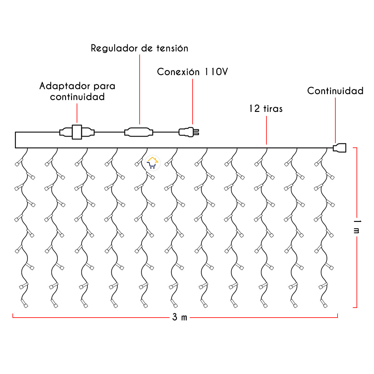 Cortina LED 3X1 M 120 LED Destellos Luces Navidad 1320B