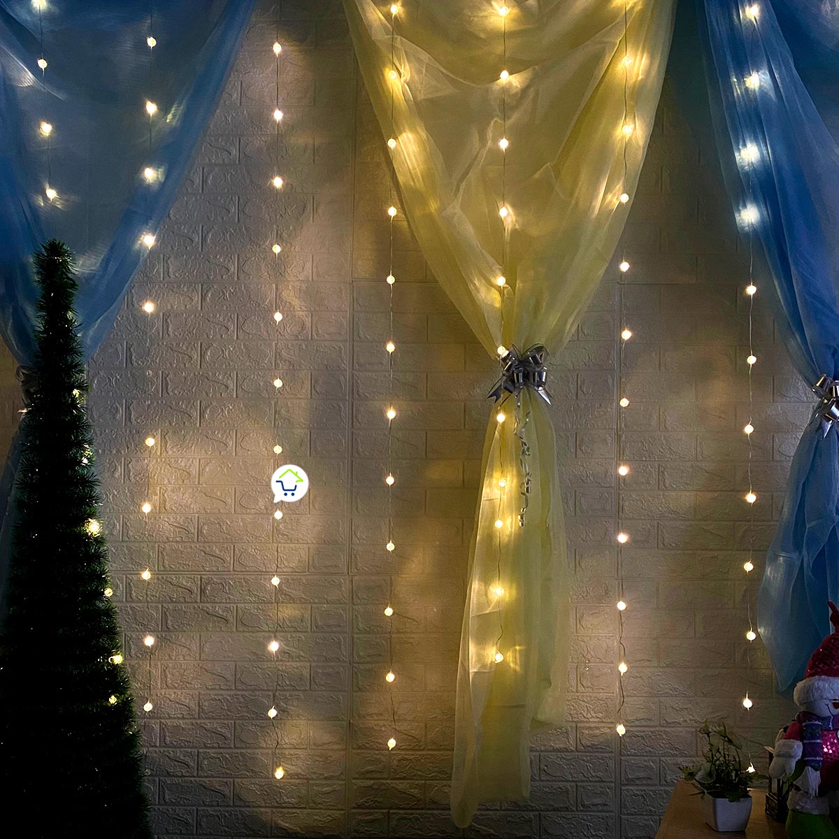 Cortina Esferas Navidad 2.8 x 1.9 m 120 LED Cristal Luces Decorativas 1815A