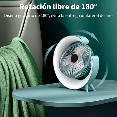Mini Ventilador Recargable RGB 2 Velocidades para Mesa y Escritorio A-702