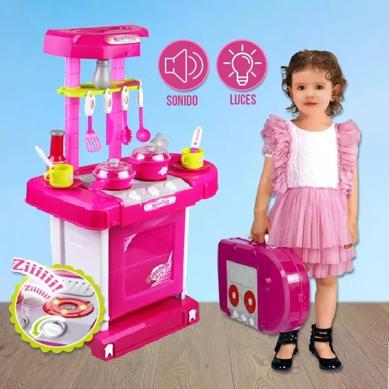 Cocina Infantil Niñas Maletín + Luces Sonidos 00858