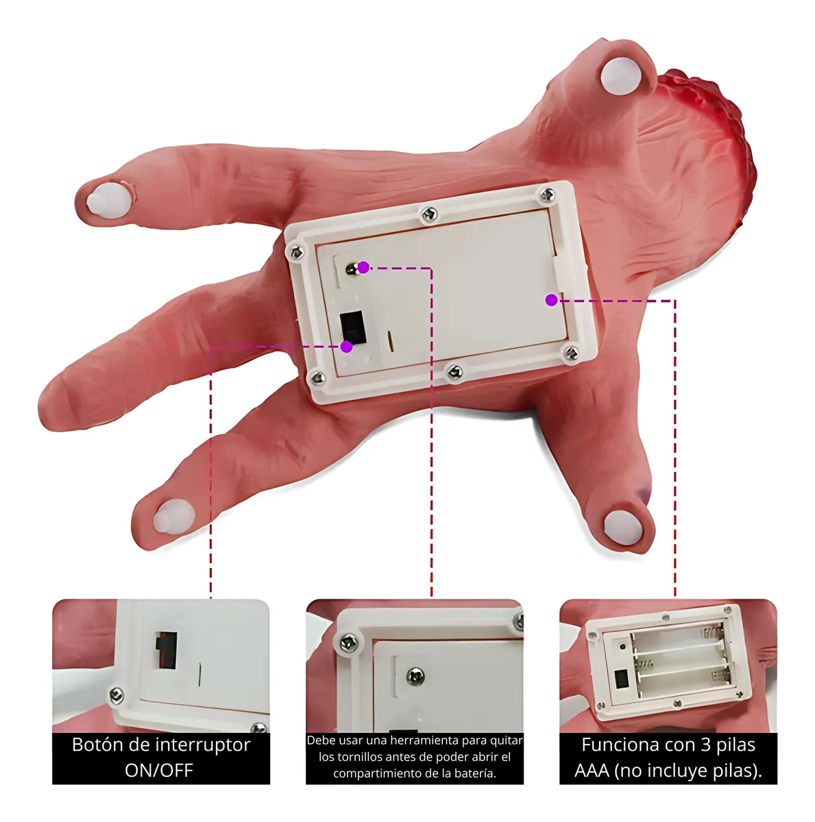 Mano Andante de Terror Automática con Sonido y Movimiento Halloween MA-74