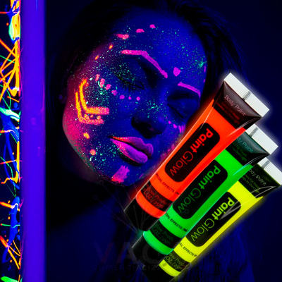 Pintura Neón X6 Tubos 14ml Maquillaje Rostro Y Cuerpo Fiestas Halloween KL1027-11