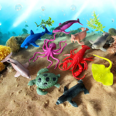 Figuras animales marinos realistas x13 set educativo y decorativo infantil AJ463