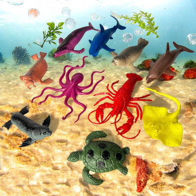 Figuras animales marinos realistas x13 set educativo y decorativo infantil AJ463