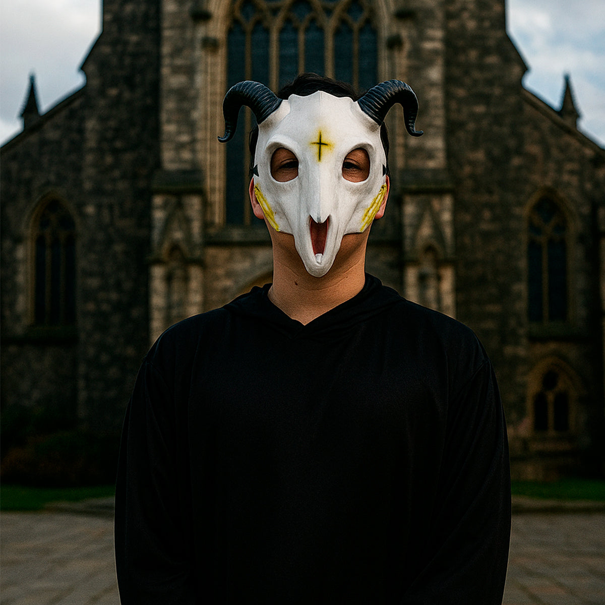 Máscara Calavera Cabra Chupacabras Realista para Disfraz Horror Halloween FR9610