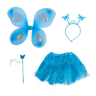 Set de Hada Azul para Niñas Alas Falda Varita y Diadema WZ-2