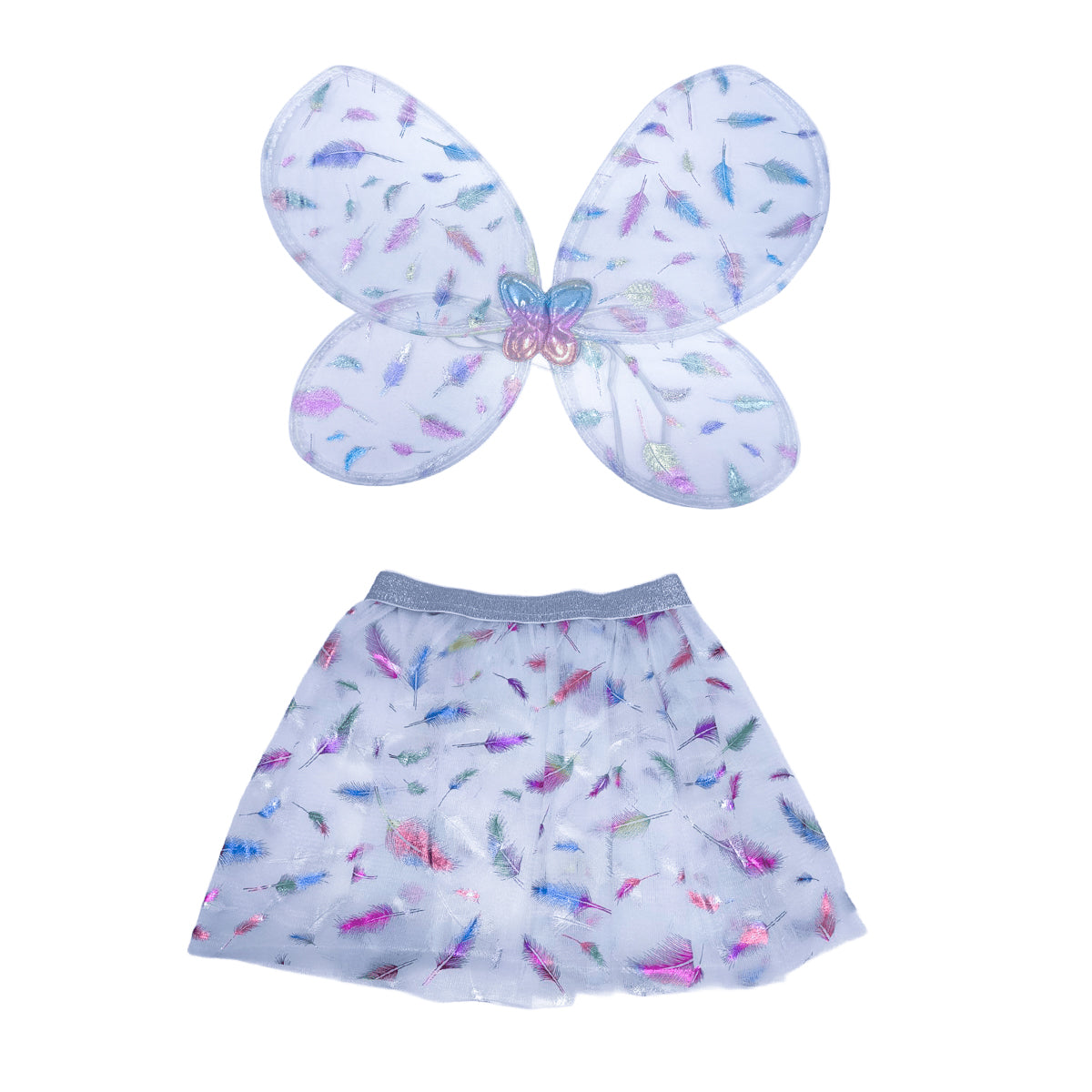 Disfraz de Hada Plumas con Alas y Falda Brillante Niña Halloween KL1027-3