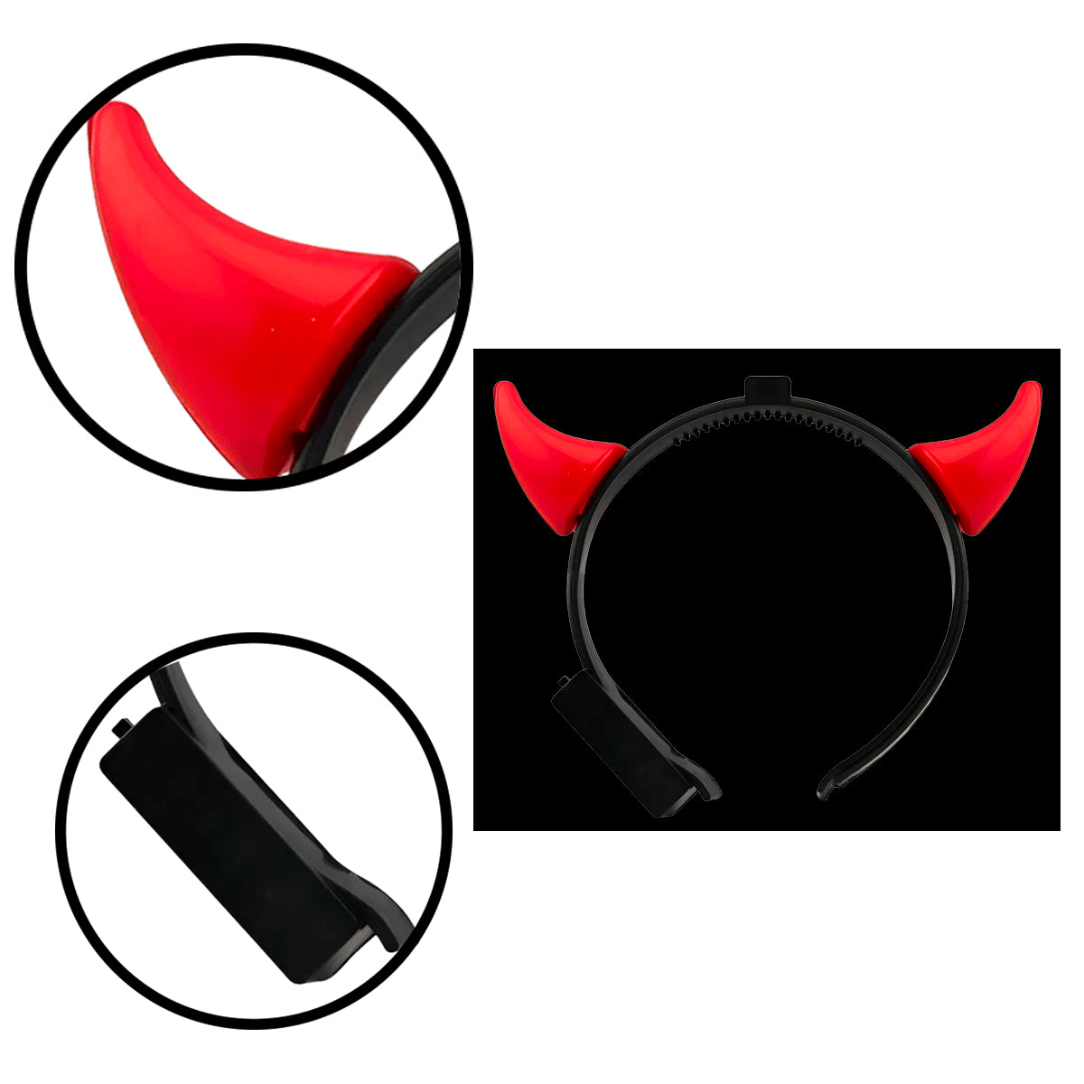 Diadema Diablita LED X3 Cuernos Rojos Luminosos KL-1027-5
