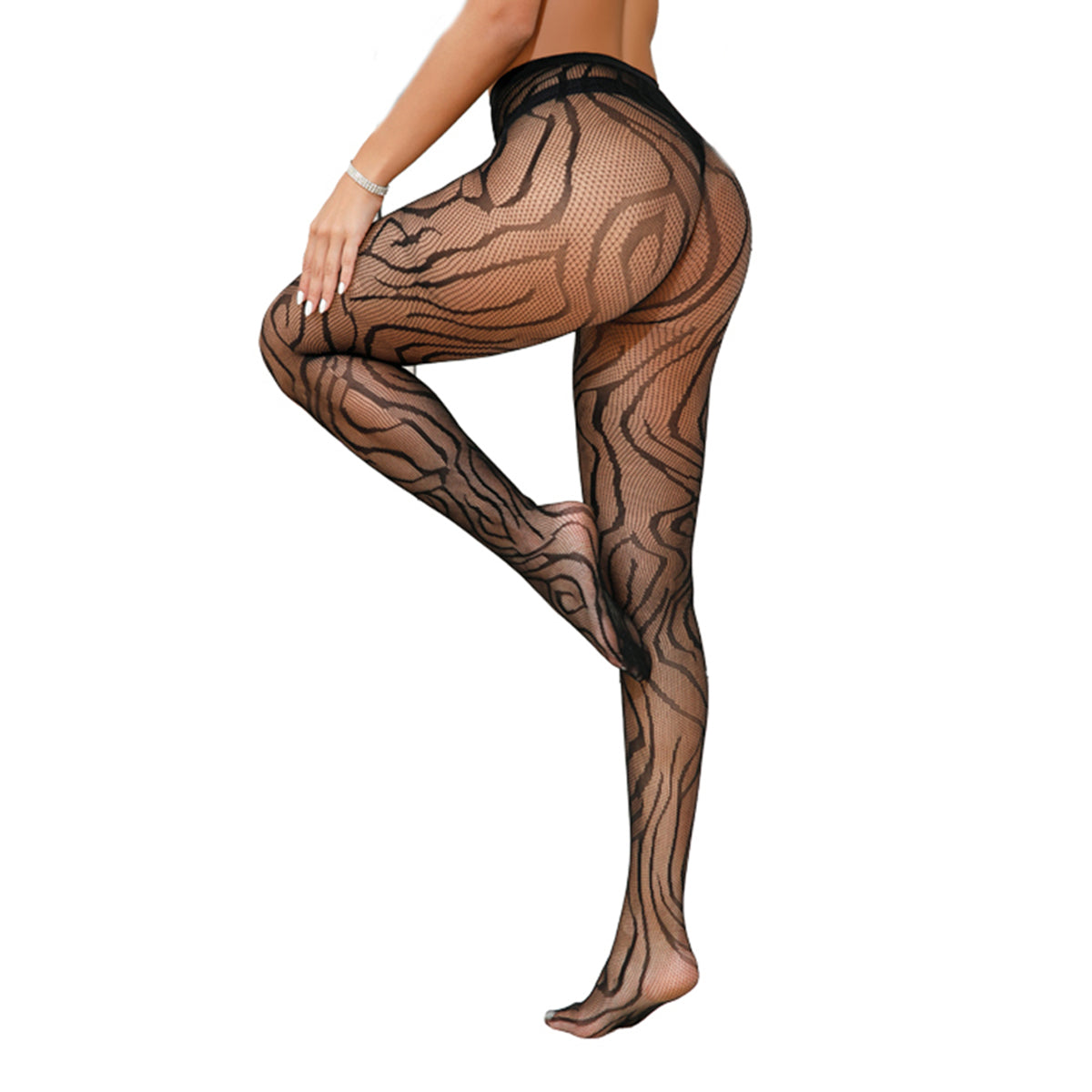Panty Media Negras Diseño Abstracto Tribal Minimalista Moda Halloween WW1012-4