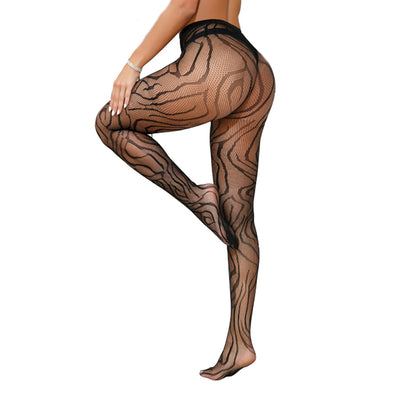 Panty Media Negras Diseño Abstracto Tribal Minimalista Moda Halloween WW1012-4