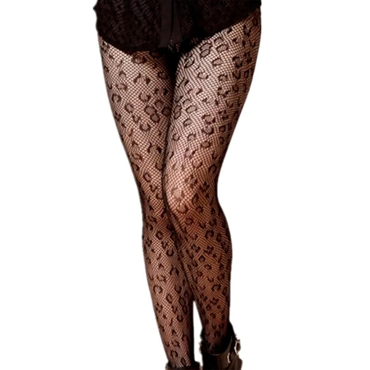 Panty Media Negras Animal Print Sexy WW1012-10
