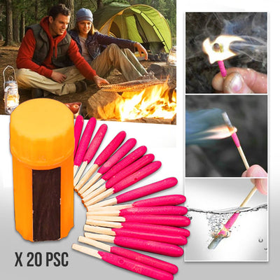 Fósforos Impermeables X20 Para Camping Senderismo F01