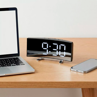 Reloj Despertador Digital Tipo Espejo LED USB con Alarma DT-6507