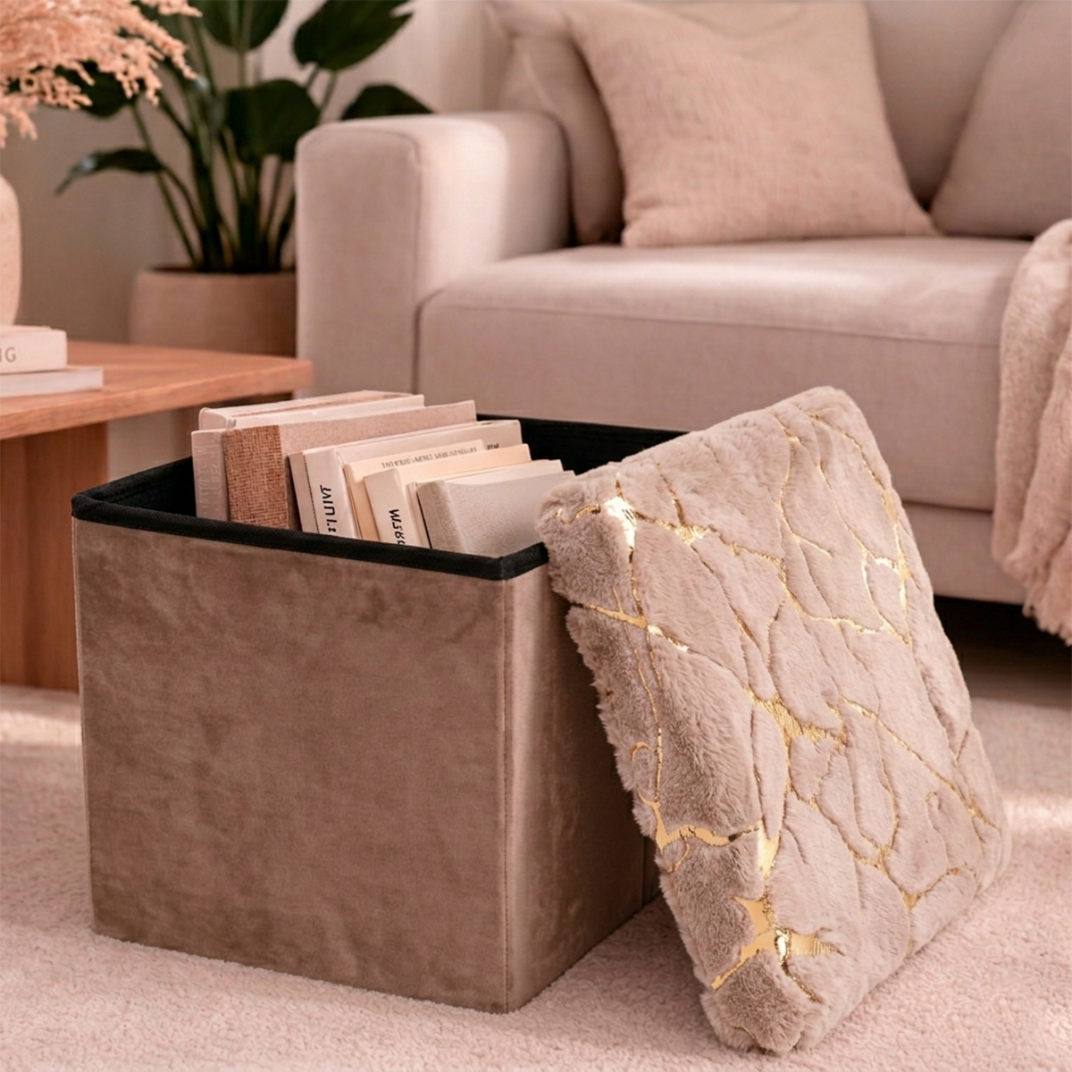 Baúl Plegable Puff Taburete Reposapiés Multiuso LN-241109