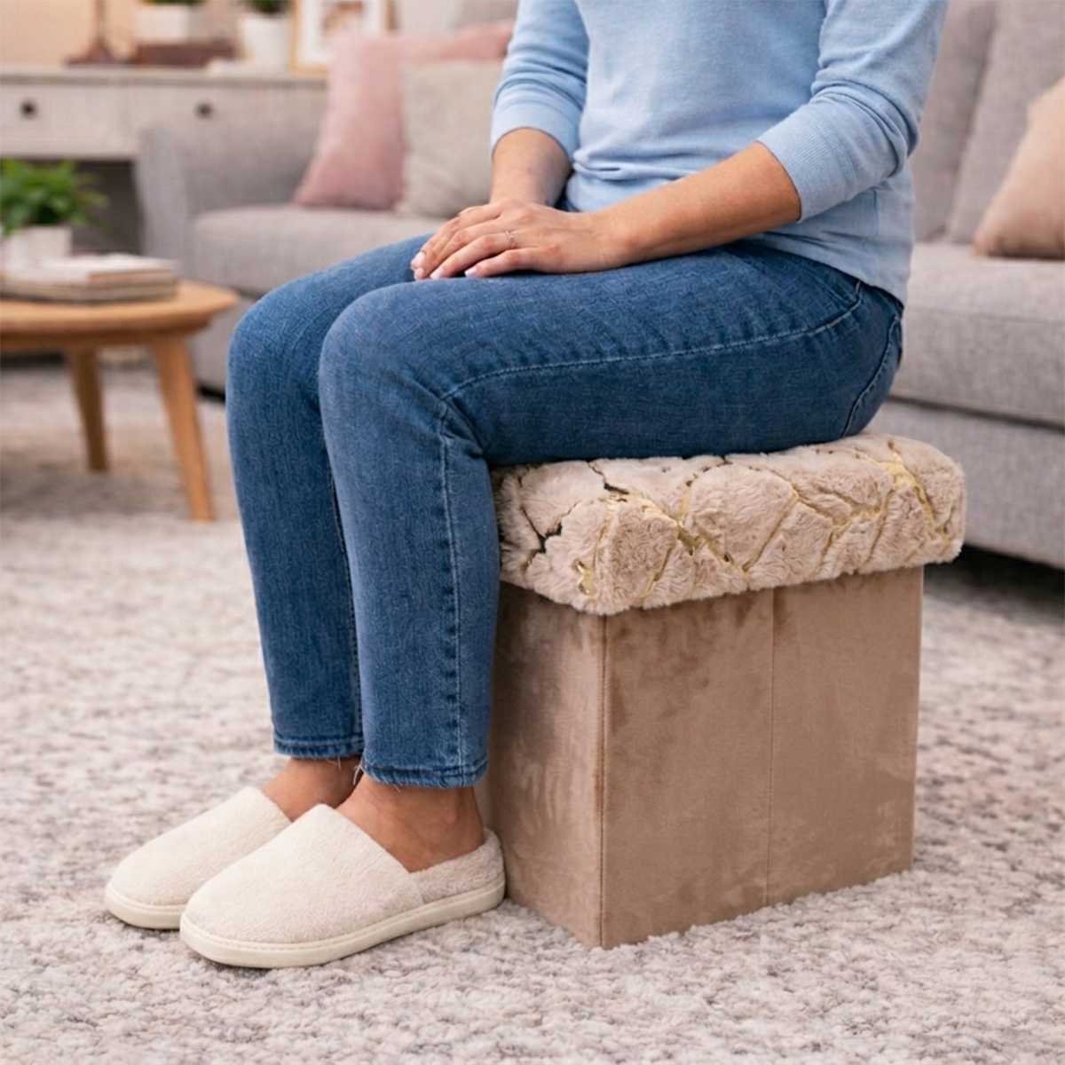 Baúl Plegable Puff Taburete Reposapiés Multiuso LN-241109