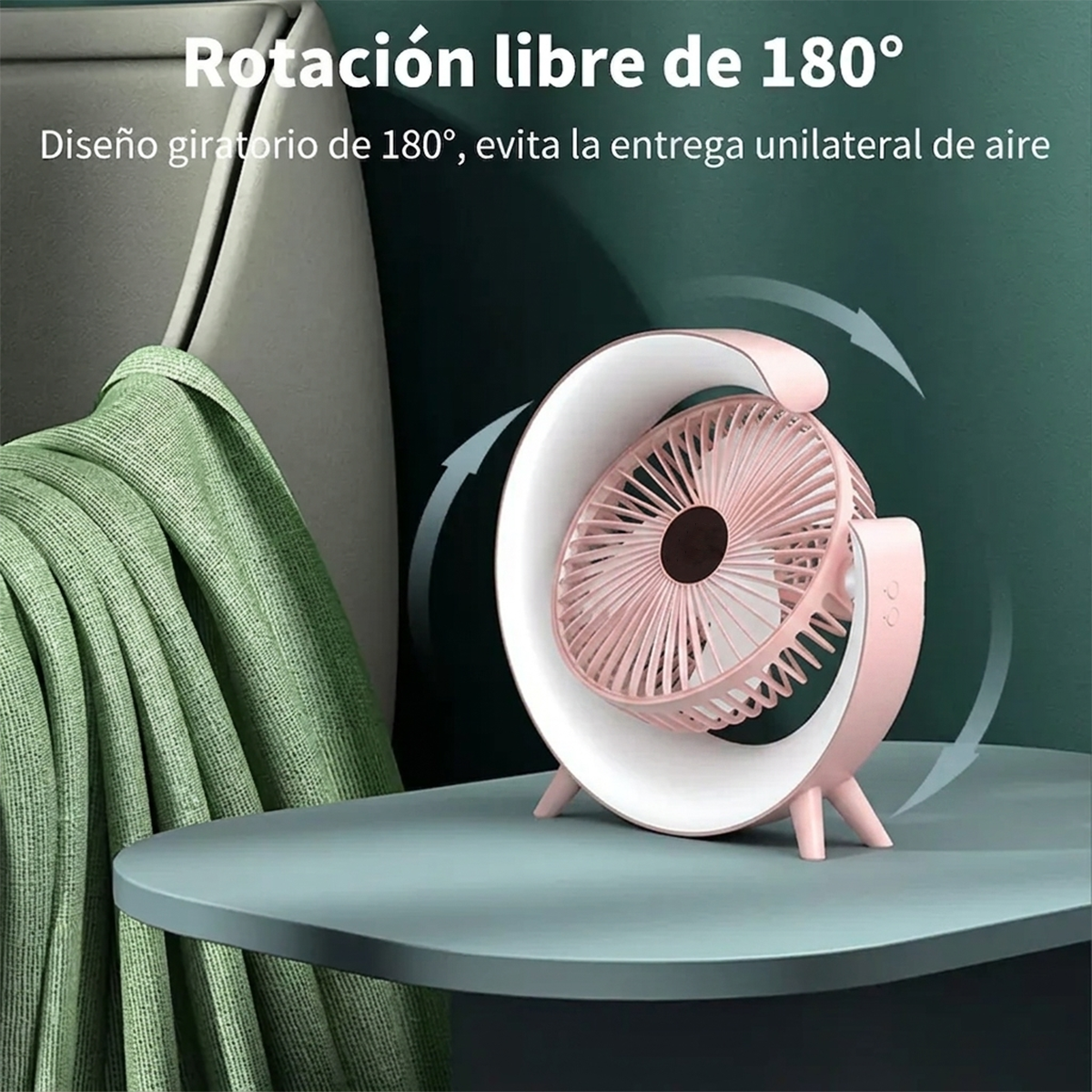 Mini Ventilador Recargable RGB 2 Velocidades para Mesa y Escritorio A-702