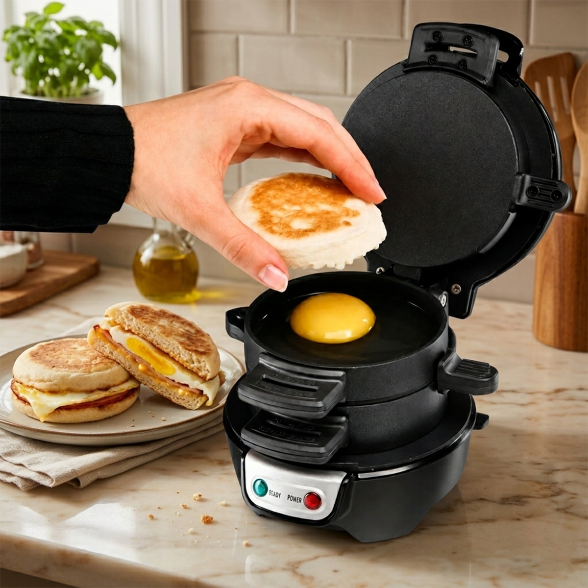 Hamburguesera Eléctrica Sandwichera Antiadherente para Hamburguesas y Sándwiches MH01