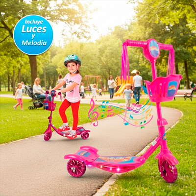 Patineta Scooter Canasta Monopatín Con Luces Y Sonidos MP01-JJL