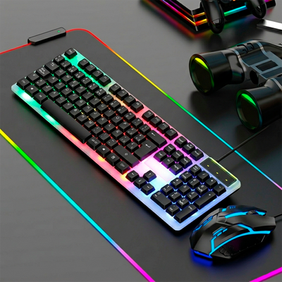 Combo Teclado Gamer Retroiluminado RGB + Mouse Gaming LED Alambrico KT-288