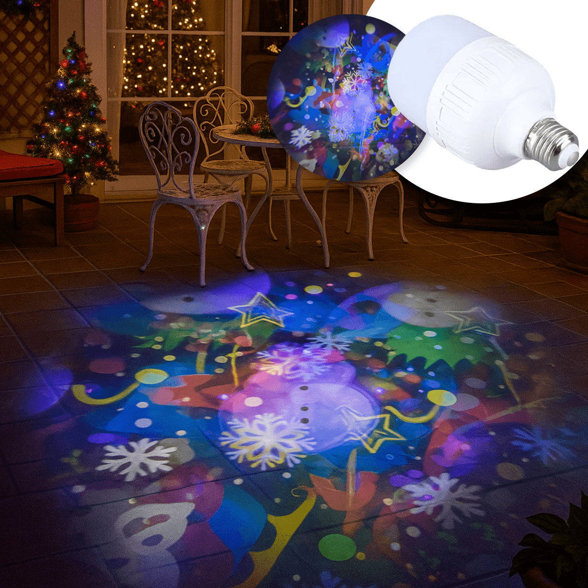 Bombillo Proyector Navideño LED Multicolor Figuras Festivas Fiestas Navidad 25HX-1