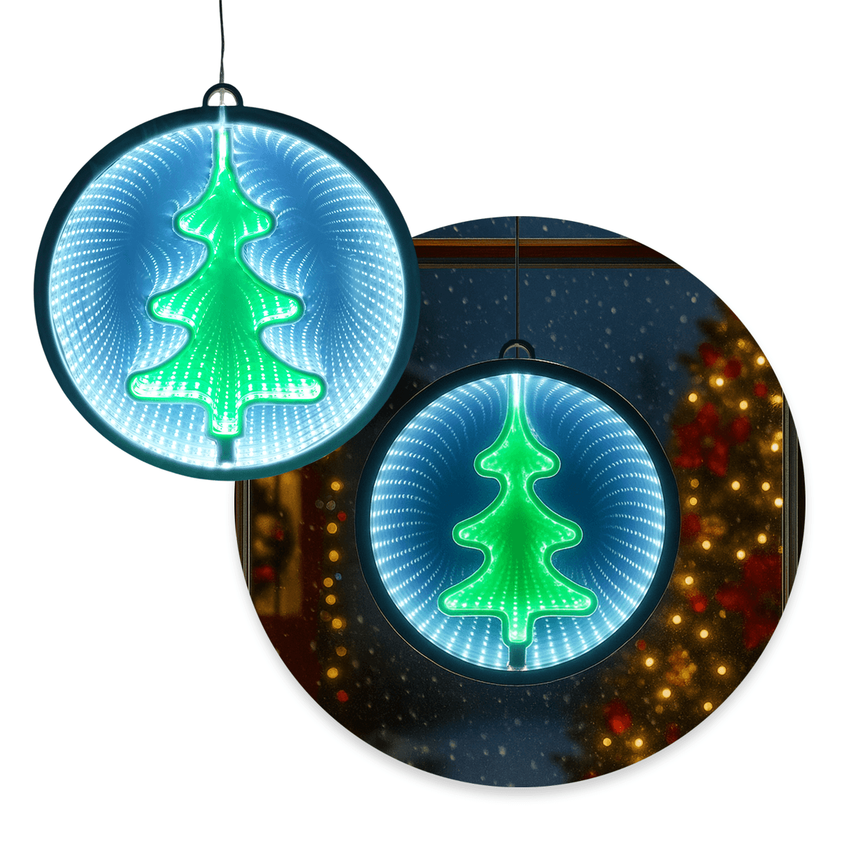 Esfera Árbol LED Decorativa Efecto Infinito Multicolor Luz Navideña FIBA225C